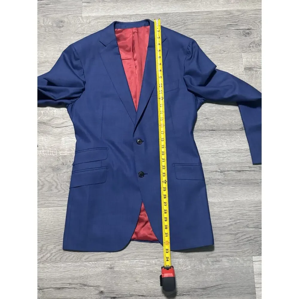 SuitSupply Sienna Jacket 42L Blue Drago Wool Super 130s Blazer Sport Coat EUC